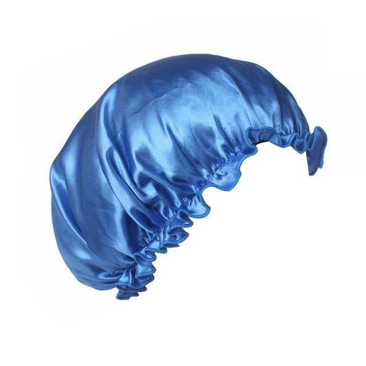 Bonnet en satin bleu roi