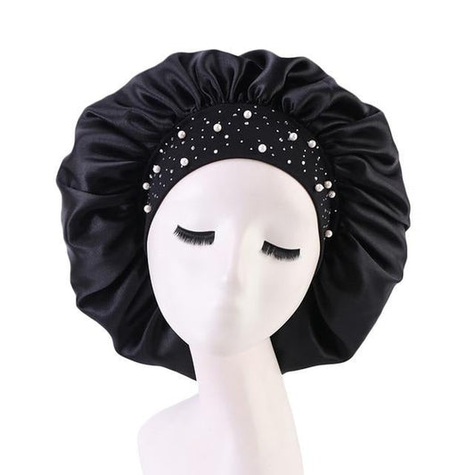 Bonnet de nuit en satin noir