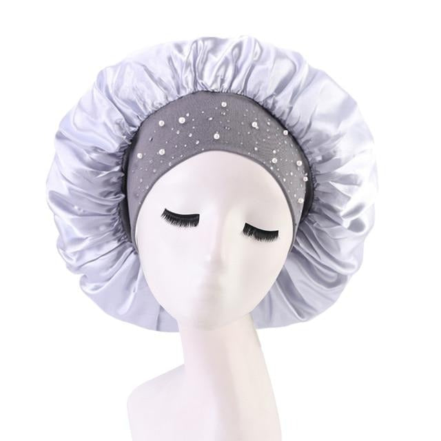 Bonnet de nuit en satin gris