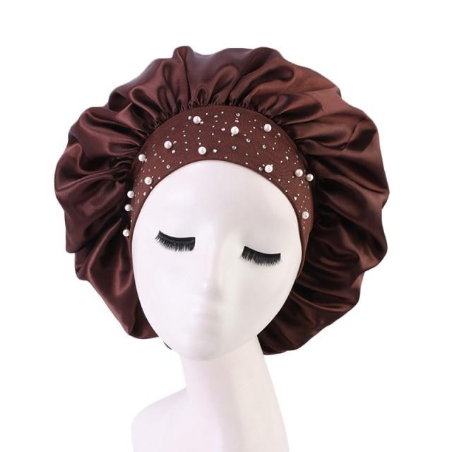 Bonnet de nuit en satin marron