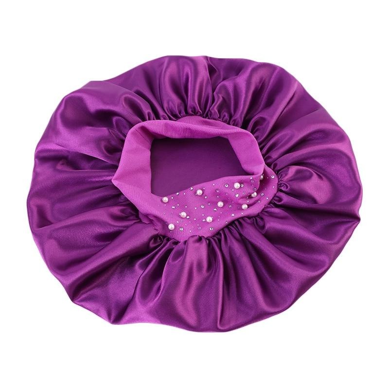 Bonnet de nuit en satin violet