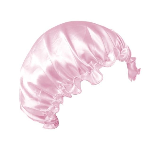 Bonnet en satin rose