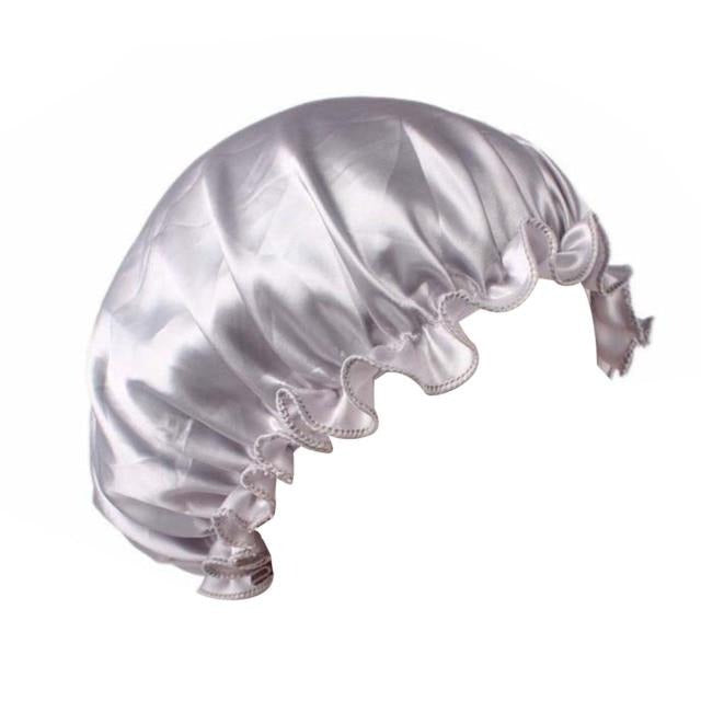 Bonnet en satin gris