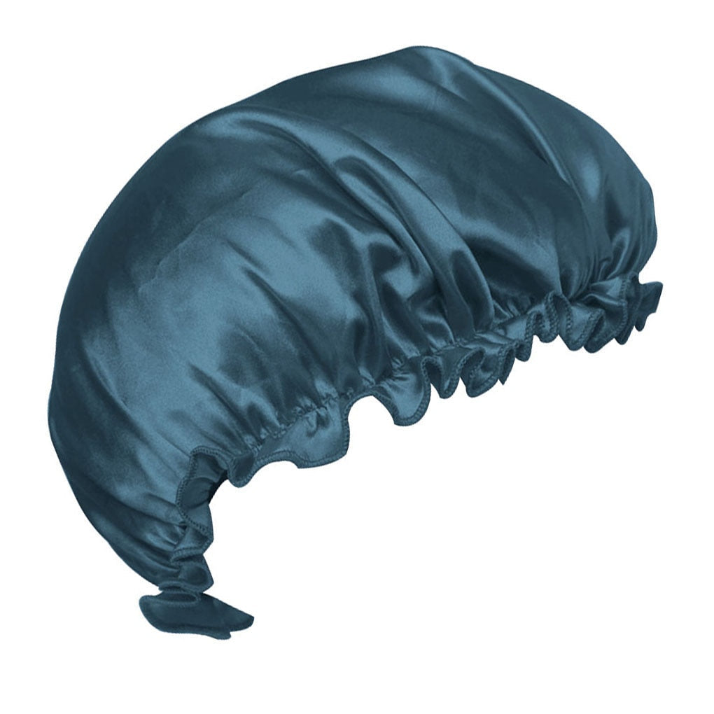 Bonnet en satin turquoise