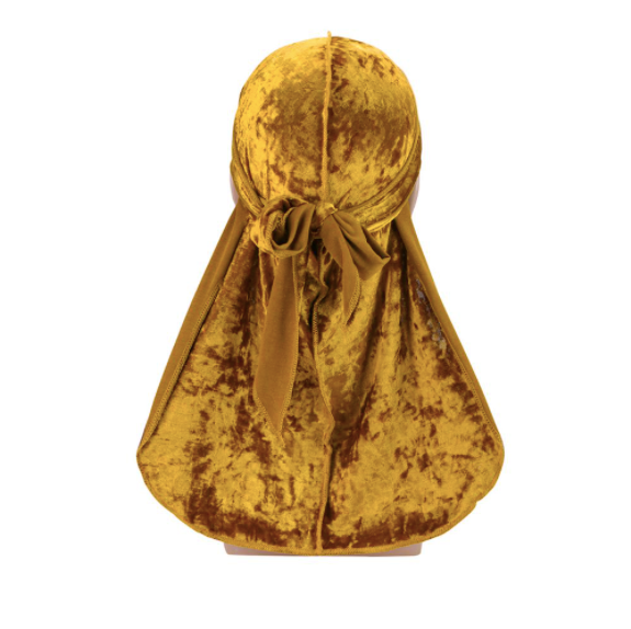 Durag velours premium or, velours froissé