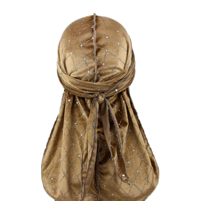 Durag velours deluxe strass or