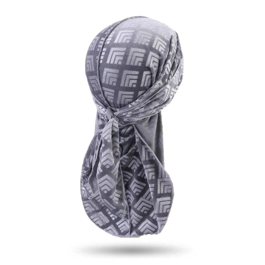 Durag velours mosaïque gris, relief géométrique
