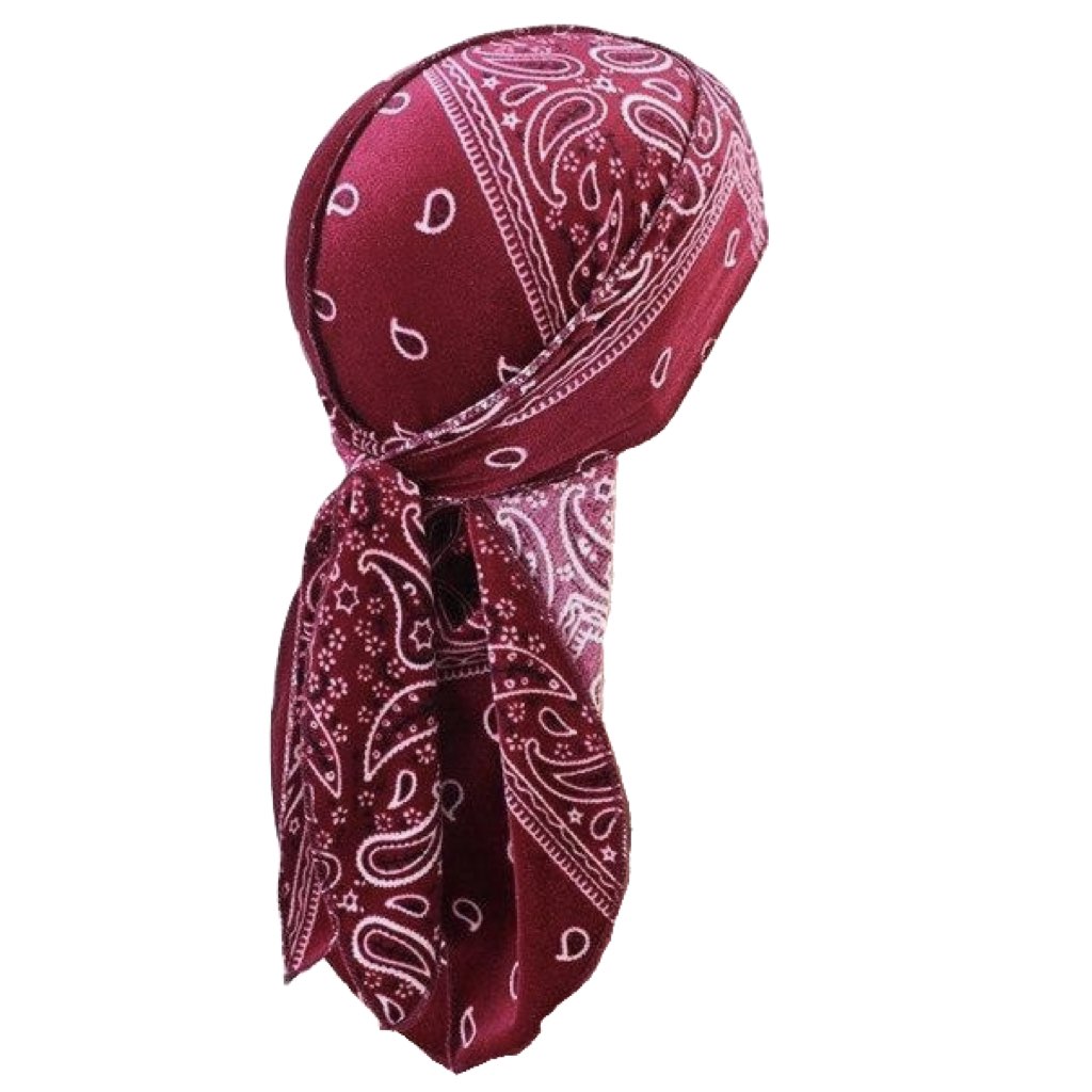 Durag velours bandana rouge, motif cachemire