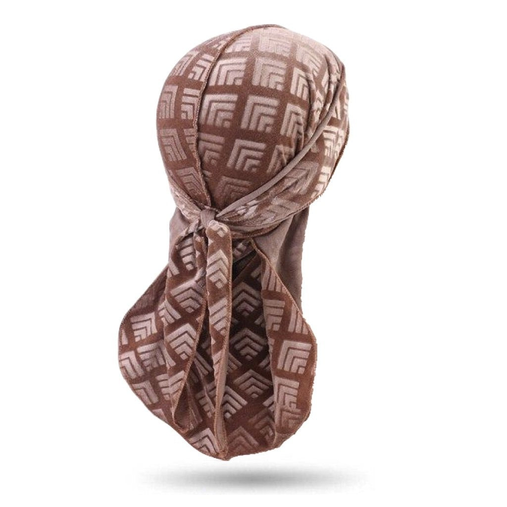 Durag velours mosaïque crème, relief géométrique