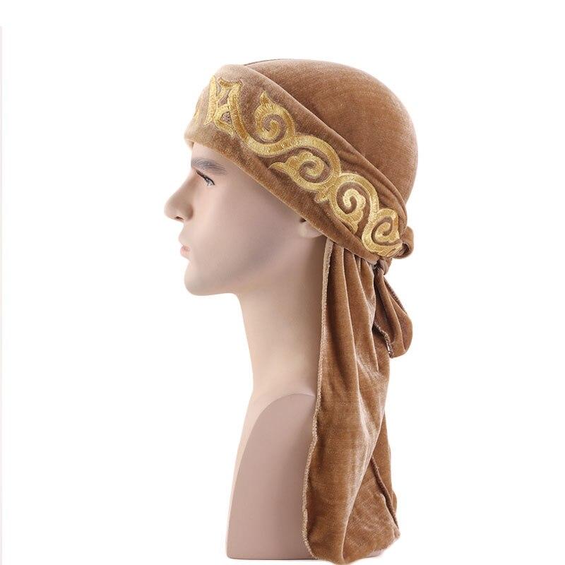 Durag velours prestige marron, broderie dorée