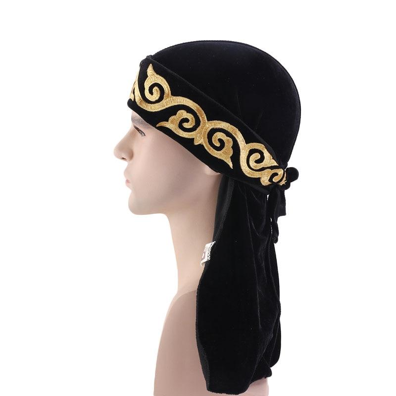 Durag velours prestige noir, broderie dorée