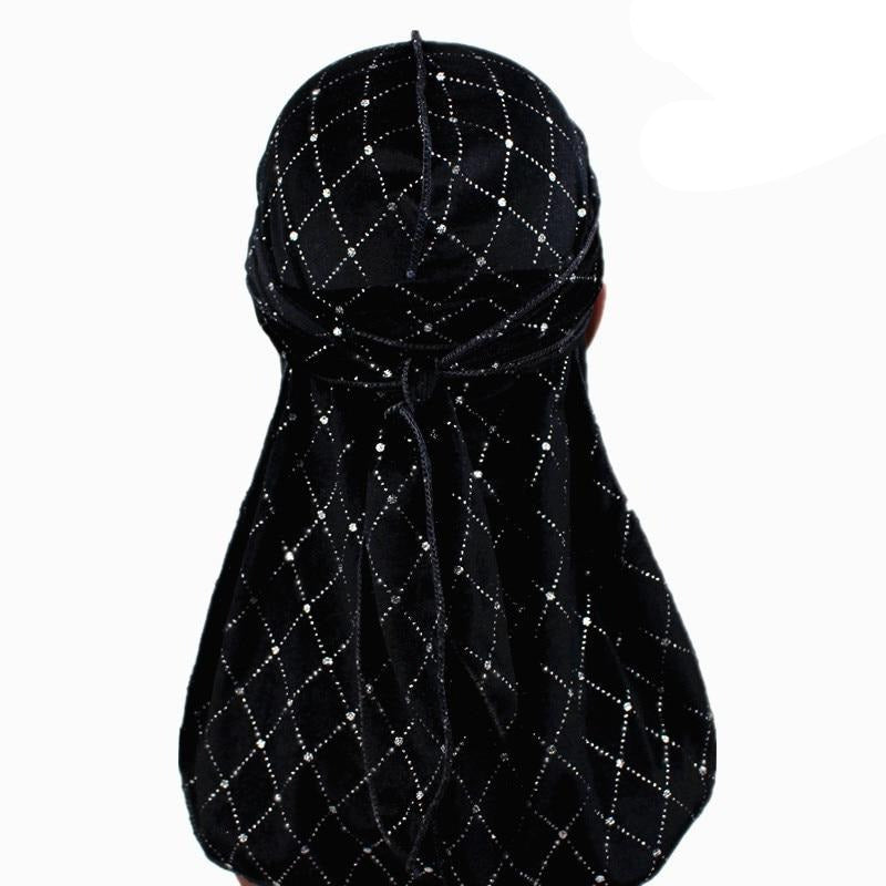 Durag velours deluxe strass noir