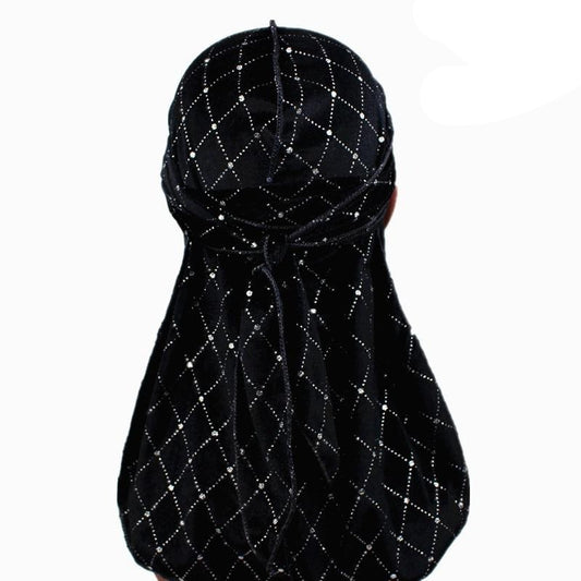 Durag velours deluxe strass noir