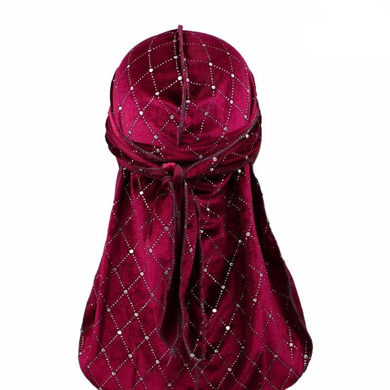 Durag velours deluxe strass rubis