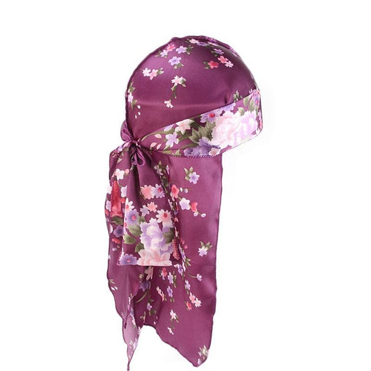 Durag Violet À Fleurs