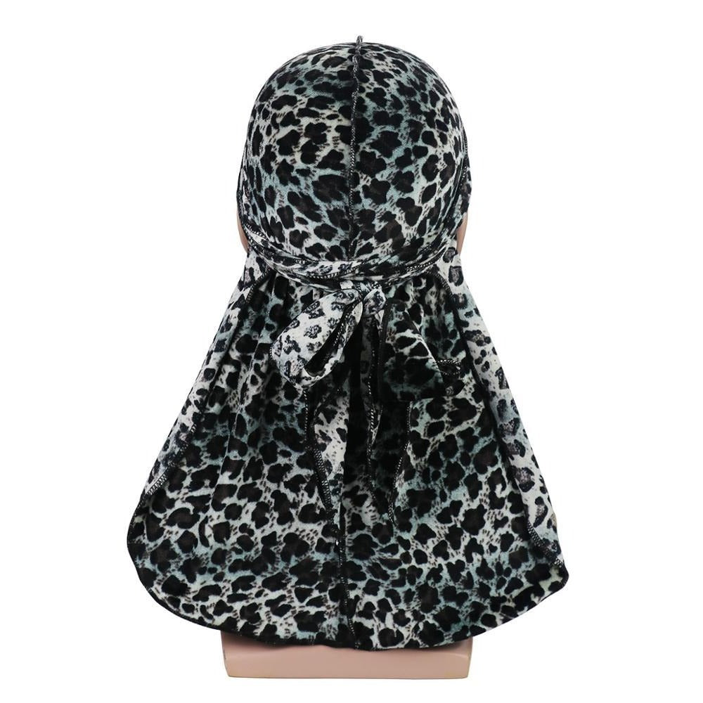 Durag velours léopard noir, imprimé fauve
