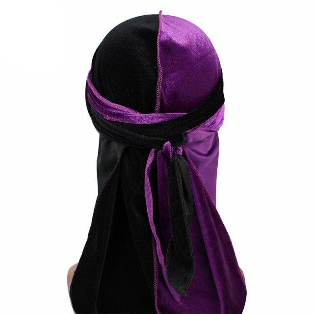 Durag velours bicolore noir et violet