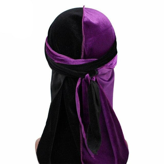 Durag Velours Noir & Violet