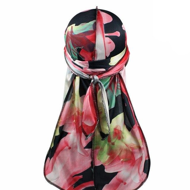 Durag satin floral noir