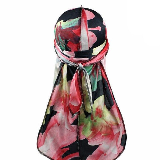 Durag satin floral noir